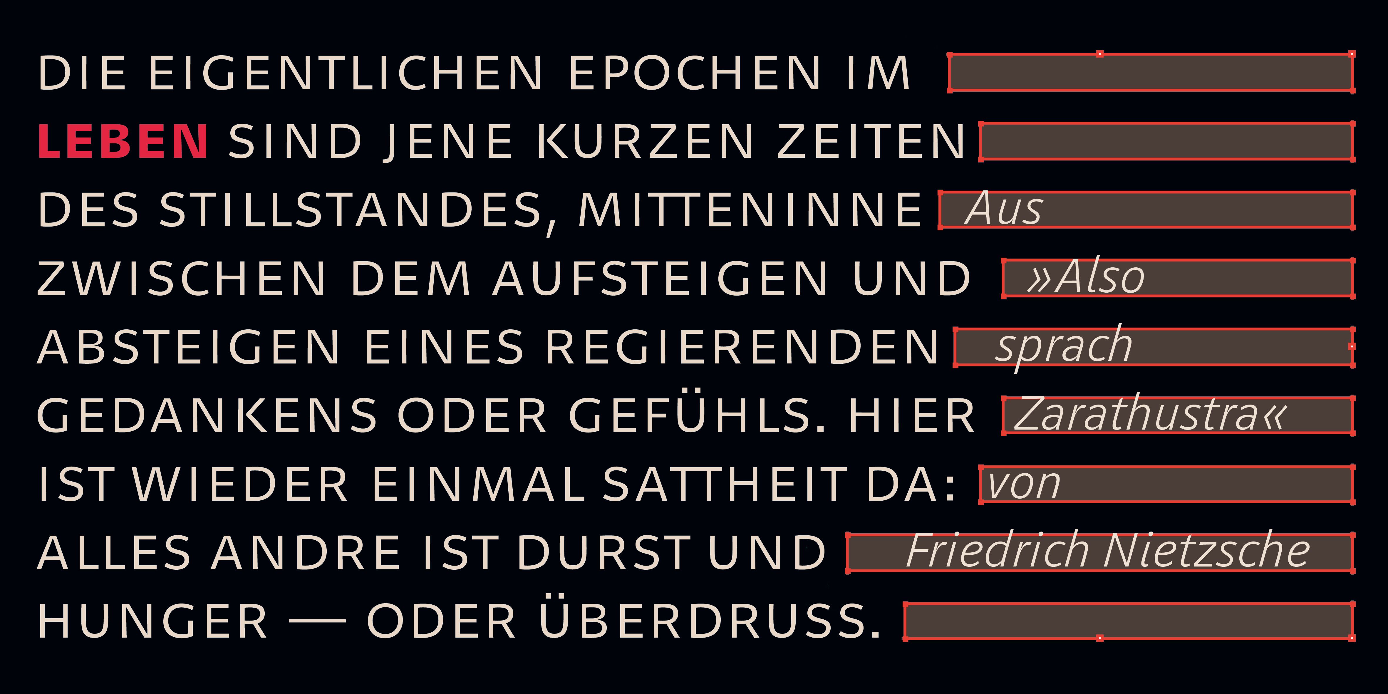 Poster: Typografische Umsetzung eines Nietzsche-Zitats in der Geóso