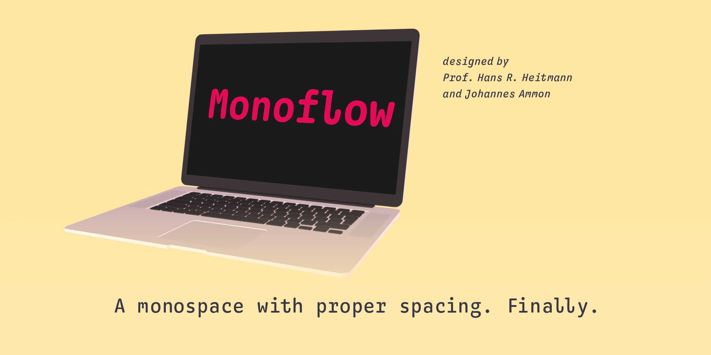 Monoflow Cover Poster: Laptop-Illustration with claim: 